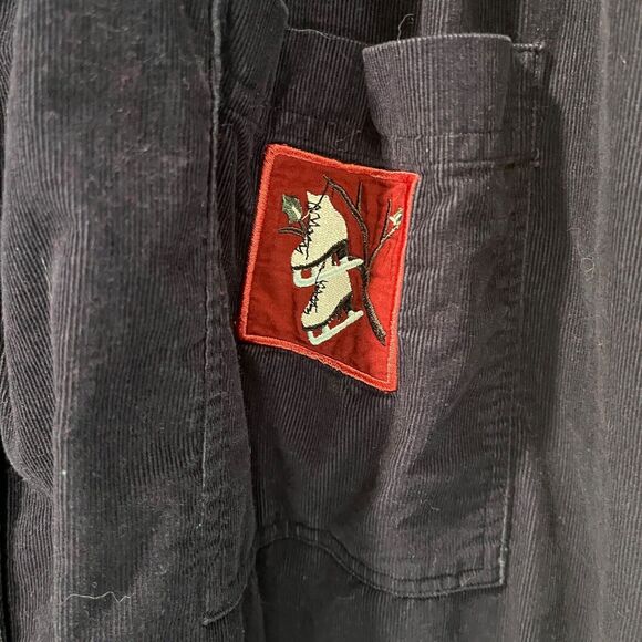 Christopher Banks Christmas Dress Womens SZ 6 Blue Corduroy Modest Shirt Dress - Picture 2 of 16